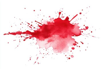 Vibrant Red Watercolor Splashes on White Background