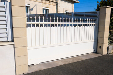 metallic white retro classic portal home sliding iron old classical steel vintage metal house gate