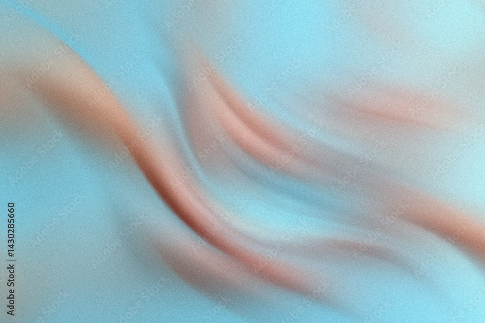 Poster an abstract image showing blurred and distorted shapes with a blend of light blue and pink colors