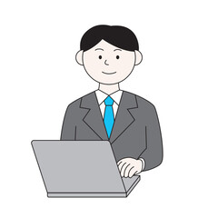パソコンを操作する男性のイラスト