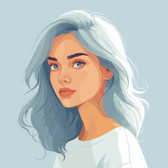 Portrait of a beautiful young woman with blue eyes. Vector illustration