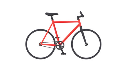 Fototapeta premium A sleek red bicycle stands alone against a plain background, showcasing its modern design and minimalist features