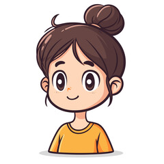 Fototapeta premium Cute little girl cartoon character. Vector illustration isolated on white background.