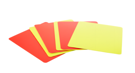 A vibrant collection of red and yellow cards arranged on a white background, symbolizing caution and penalties in sports