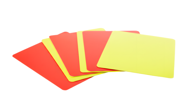 A vibrant collection of red and yellow cards arranged on a white background, symbolizing caution and penalties in sports