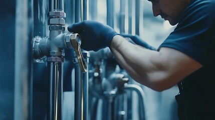 Technician Adjusting Industrial Valve