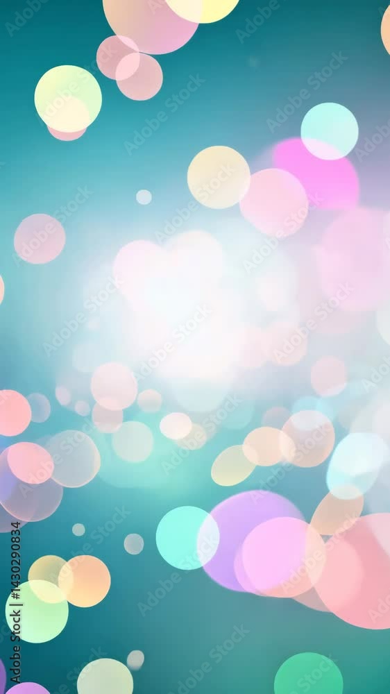 Poster white, pink circles on a blue background. the object is blurred and has a shiny surface.
