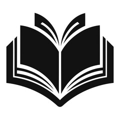 Black open book silhouette on transparent background