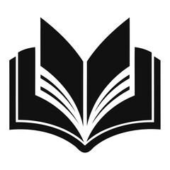 Black open book silhouette on transparent background