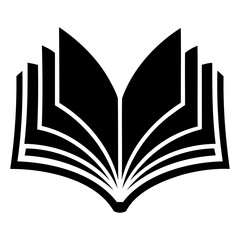 Open book | notebook icon Black Silhouette on transparent background