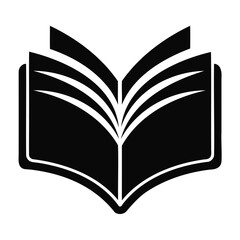 Black Silhouette Icon of Open Book Education and Learning Vector Design on transparent background