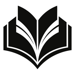 Black Silhouette Icon of Open Book Education and Learning Vector Design on transparent background