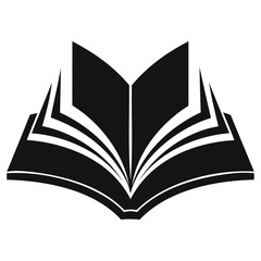 Black Silhouette Icon of Open Book Education and Learning Vector Design on transparent background