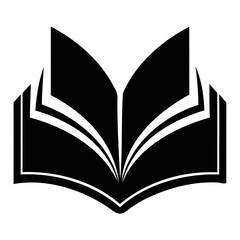 Black Silhouette Icon of Open Book Education and Learning Vector Design on transparent background