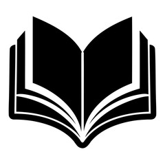 Black Silhouette Icon of Open Book Education and Learning Vector Design on transparent background