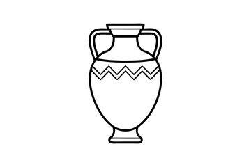 Greek Amphora Vase Line Art Vector Illustration