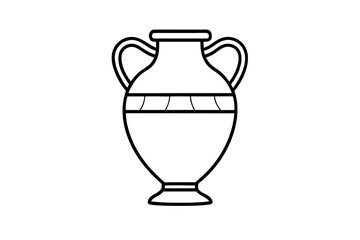 Greek Amphora Vase Line Art Vector Illustration