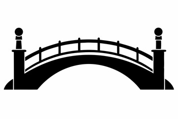 Miniature Curved Bridge Silhouette Vector Illustration