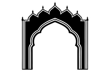 Moroccan Arch Black And White Vector Illustration