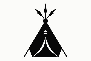 Native American Tipi Silhouette Vector Illustration