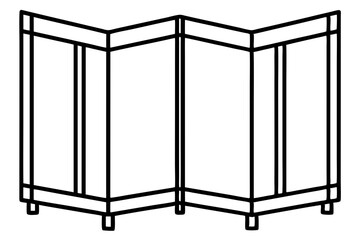 Small Folding Screen Byobu Line Art Vector Illustration