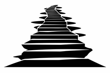 Fototapeta premium Stone Step Pathway Silhouette Vector Illustration