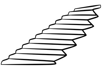 Stone Step Pathway Line Art Vector Illustration