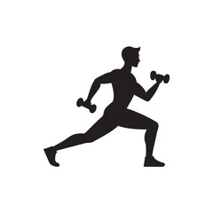 Lunge with Dumbbells Silhouette
