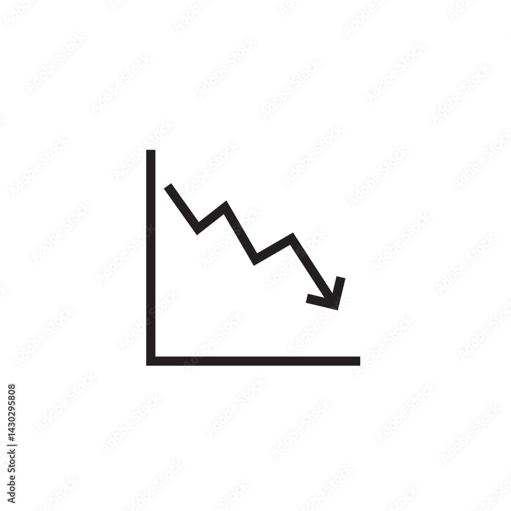 Poster line graph going down icon editable outline stroke vector eps