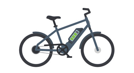Fototapeta premium Modern electric bicycle with a sleek design, featuring a battery pack, parked against a vibrant cityscape backdrop