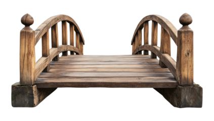 Walking on a Rustic Wooden Footbridge over a River or Stream
