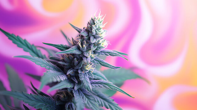 Vibrant abstract Aloha background with pastel purple and white swirls, perfect for Aloha Runts weed strain branding, packaging, and social media. Tropical, psychedelic, and eye-catching