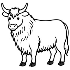 One-Line Yak Vector Illustration