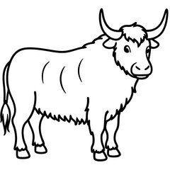 One-Line Yak Vector Illustration