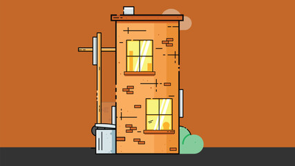 An old cartoon-style building on a street, showcasing vintage architectural details and a playful, whimsical design