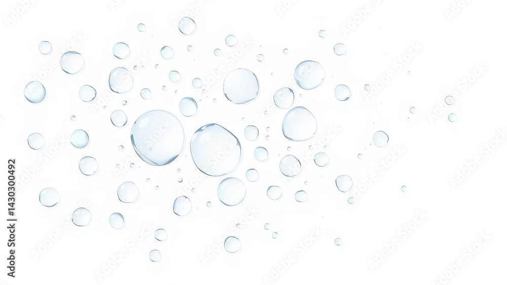 Poster realistic water drops on transparent background create natural and refreshing effect, perfect for de