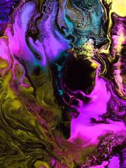 Neon abstract fantastic art hand painted background, marble texture