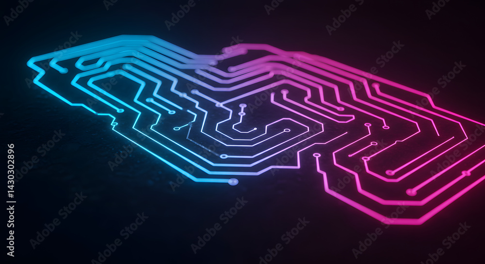Aufkleber abstract glowing circuit board pattern with cyberpunk aesthetic design element
