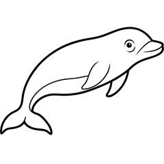 Simple Beluga Whale Vector Outline