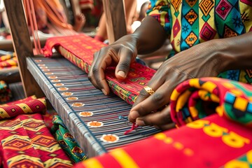 African colorful clothing industry, both hand-woven and machine-woven.  African Heritage Month Concept.