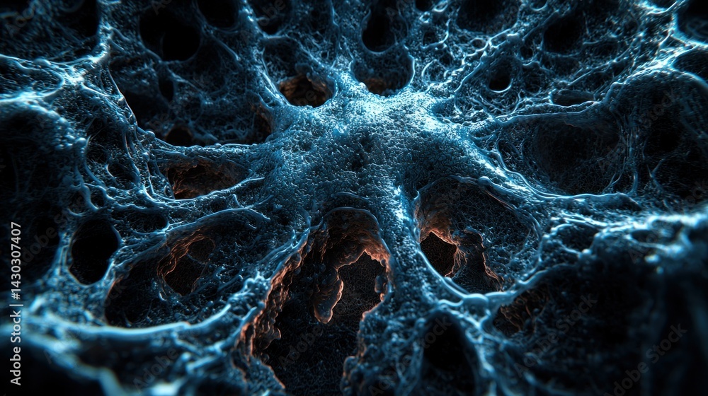Aufkleber abstract blue cellular structure: a microscopic journey into the intricate network of life's buildin