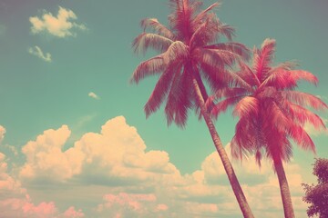 Palm trees against a pastel sky