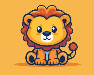 Fototapeta premium Lion. Cute cartoon animal character. Vector illustration.