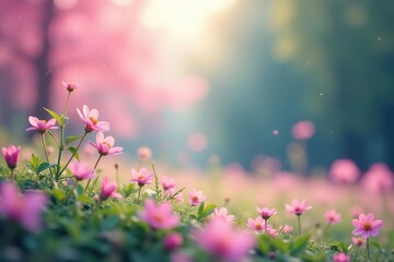 Abstract blurred nature scene, soft focus, pastel colors, art, subtle