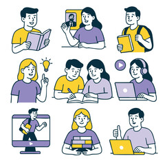 Learning is journey filled with exploration and collaboration, as depicted in this vibrant illustration showcasing various educational activities