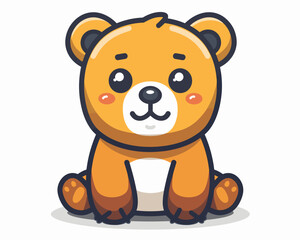 Cute cartoon bear. Vector illustration isolated on a white background.