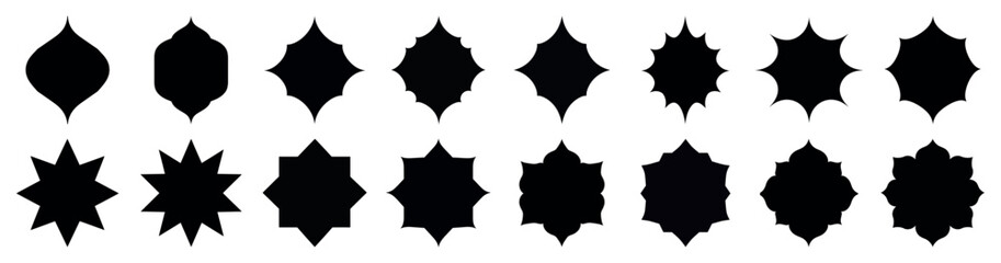 Unique geometric starburst shapes, element vector set