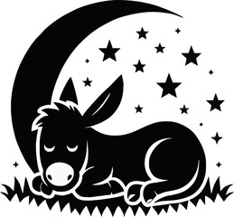 Black and white animal vector illustration design: horse, deer, and cat silhouette