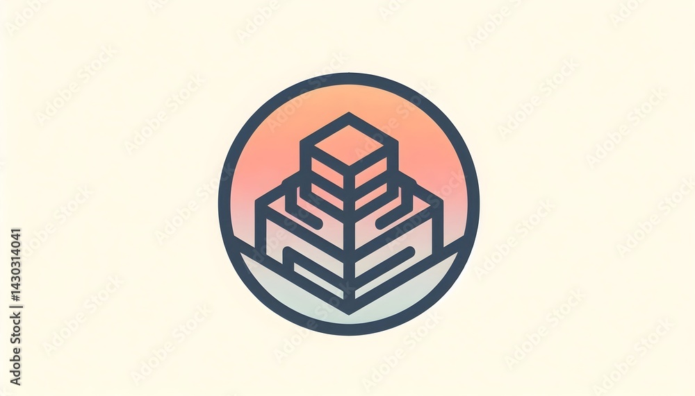 Poster ui symbol with outlined thin strokes and gentle gradient, centered on plain neutral background in el
