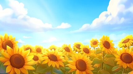 Fototapeta premium A field of yellow sunflowers